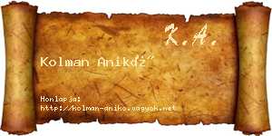 Kolman Anikó névjegykártya