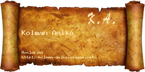 Kolman Anikó névjegykártya